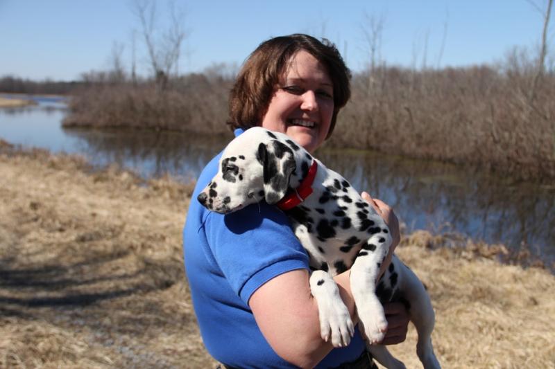 Jennifer with McDottie pups.
